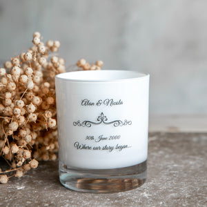 Personalised Wedding / Anniversary Candle - Roses