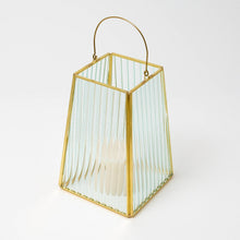 Load image into Gallery viewer, Glass Lantern – Gold Ribbed (Medium)