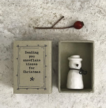 Load image into Gallery viewer, ⛄ Matchbox Snowman – “Sending You Snowflake Kisses for Christmas” ❄️