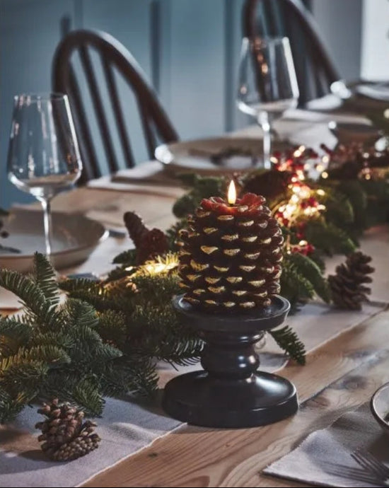 Pinecone LED Candle – Flickering Warm White Light